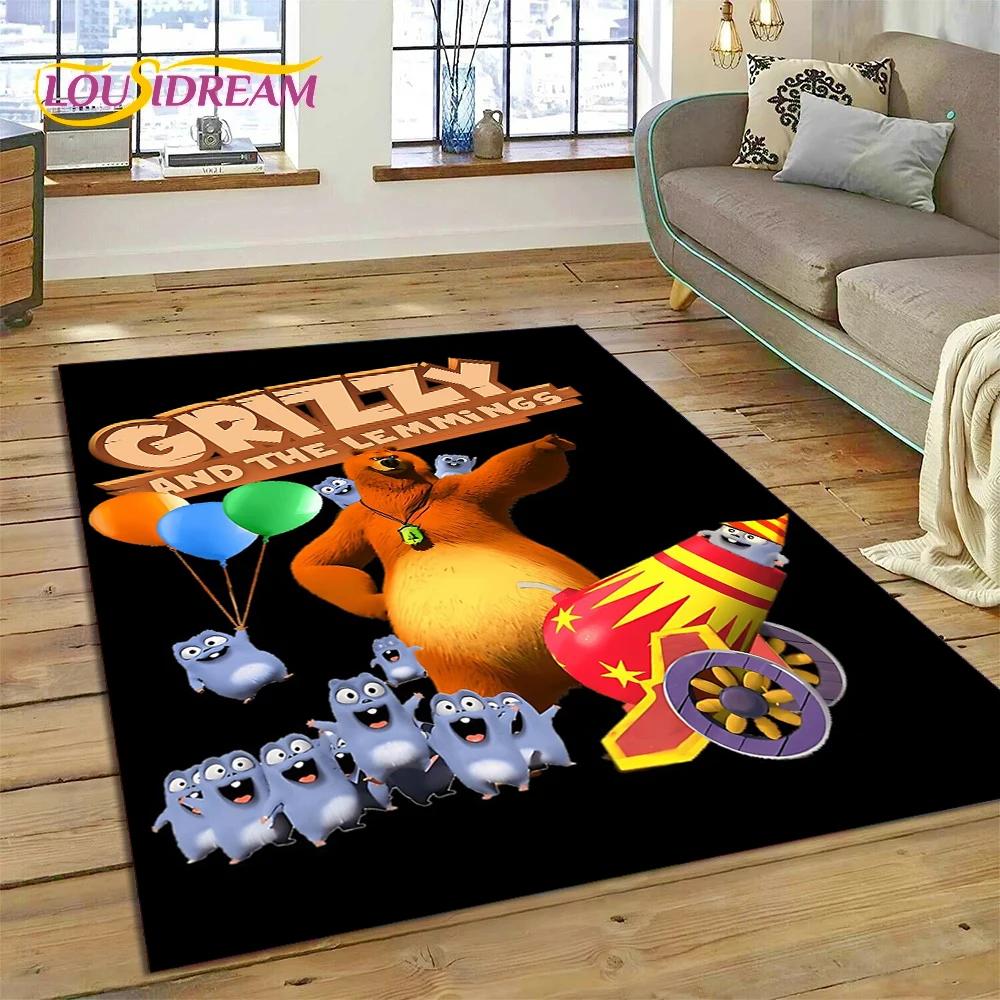 Cartoon Grizzy and The Lemmings Rug Carpet for Living Room Bedroom Home Decor,Floor Mat Non-slip Decoration for Sofa Doormat Kid