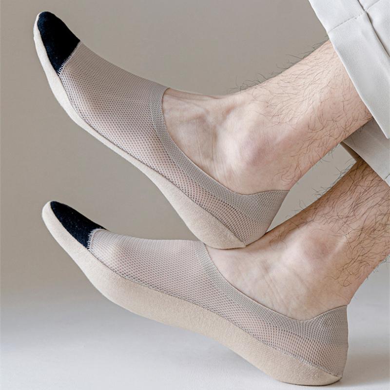 Summer Socks Hollow Out Mesh Breathable Invisible No Show Sock Slippers Solid Color Silicone Non-slip Low Cut Boat Socks