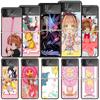 Противоударный жесткий чехол CardCaptor Sakura Anime для Samsung Galaxy Z Flip 4 3 5G, чехол для телефона Z Flip3 Flip4, черный матовый чехол