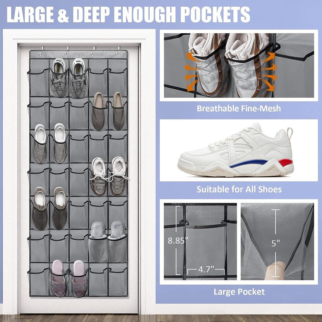 24-Grid Hanging Shoe Storage Organizer with Multi-Layer Pockets