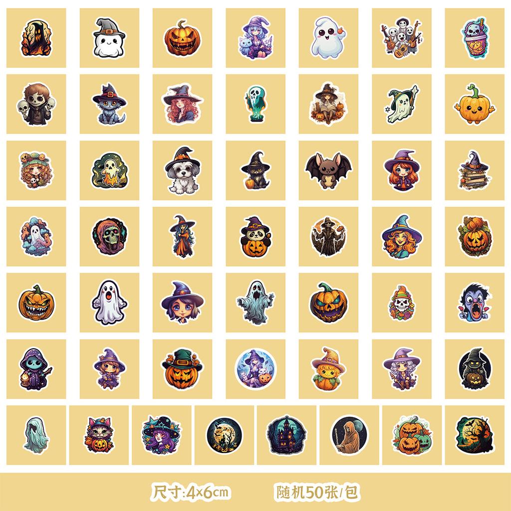 50/100 Halloween Stickers Mobile Ticket Waterproof Decorative Stickers Children's DIY Hand Account Stickers