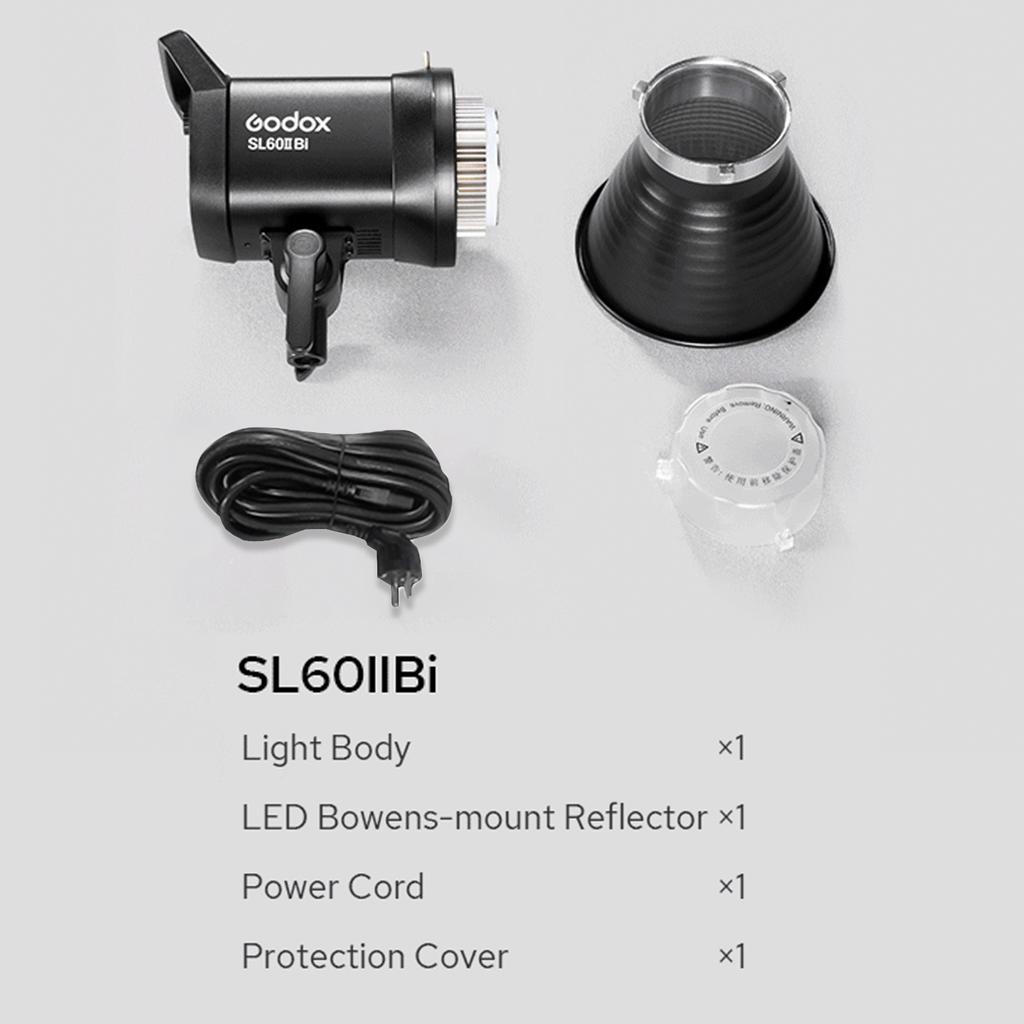 Godox SL60IIBi Portable Studio LED Video Light 75W Photography Fill Light 2800K-6500K Built-in 11