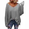 Womens V-Neck Loose Long Sleeve Knit Sweater Winter Casual Home Outfit