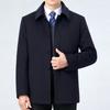 Шерстяное пальто для мужчин среднего и пожилого возраста, зимнее, теплое шерстяное пальто средней длины с лацканами, съемный пуховик, наряд для папы