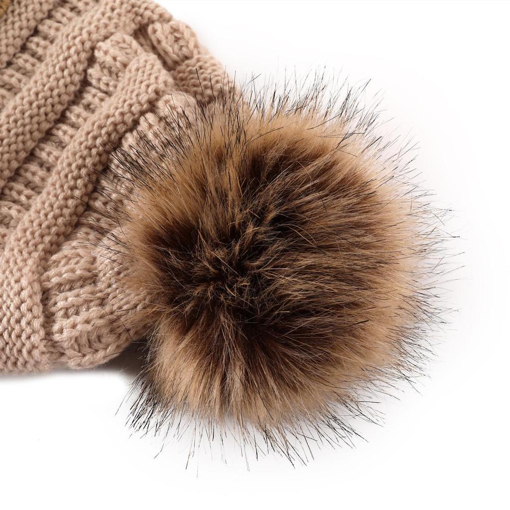 Осенне-зимняя женская утепленная вязаная шерстяная шапка с леопардовым ворсом