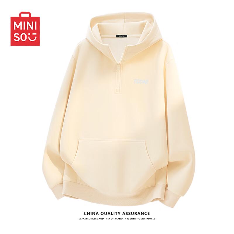 MINISO Men's Relaxed Fit Half-Zip Hooded Pullover