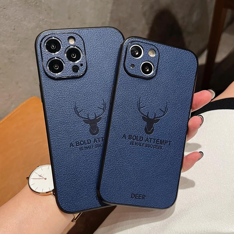 Подходит для чехла для мобильного телефона iPhone 15, кожаный узор, лось 13 Apple 16 Promax, защитный чехол 14, полная защита от падения