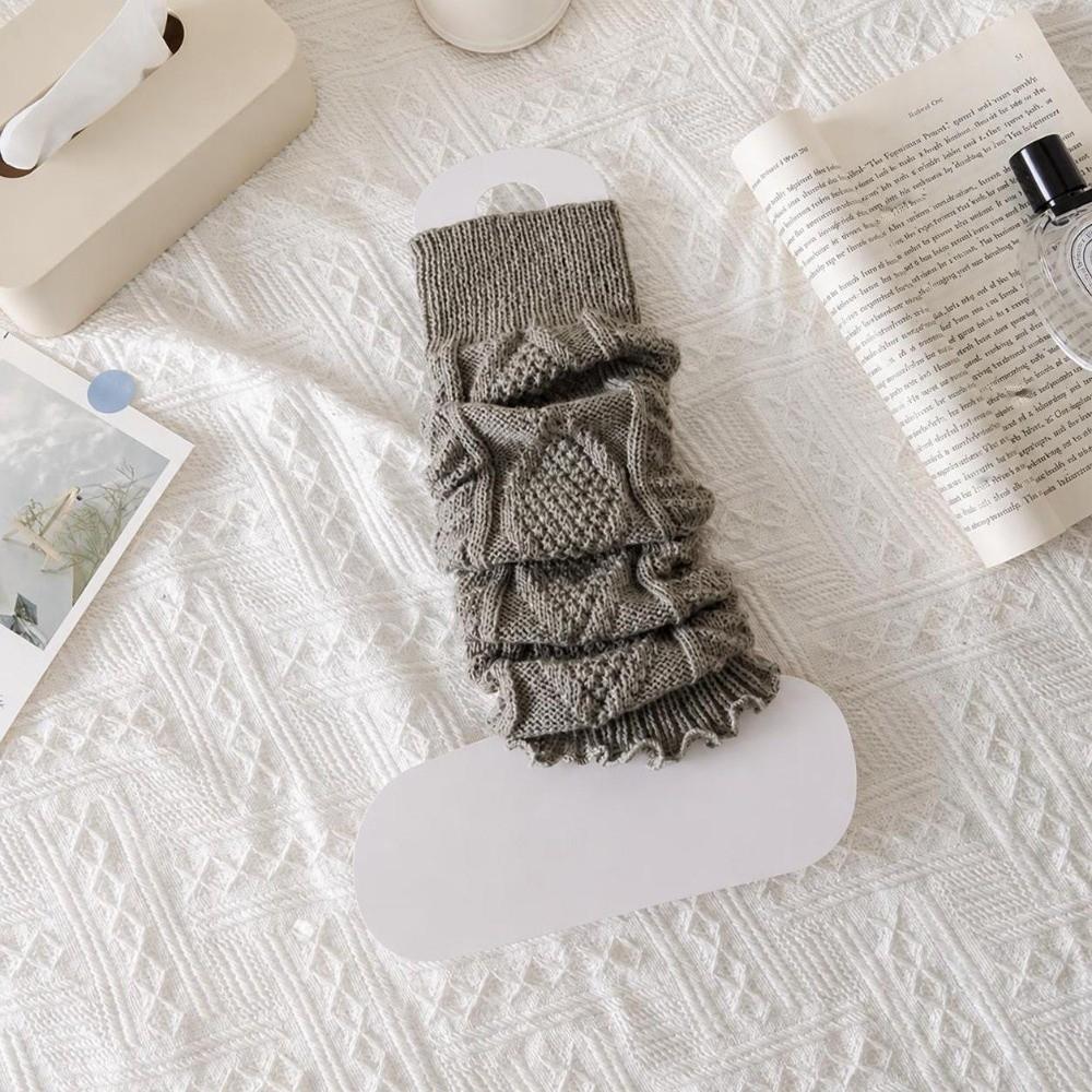 Knitted Knee Socks Vertical Stripe Knee Sleeves Cute Leg Cover Winter Season
