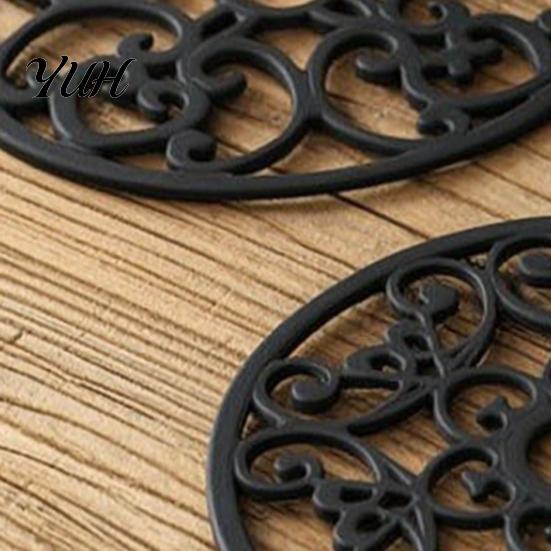 Decorative Retro Style Coaster 3Pcs Heat Resistant Silicone Trivet Mats for Hot Dishes, Non-Slip Flexible Kitchen Coasters Proof Accessories Pots Pans
