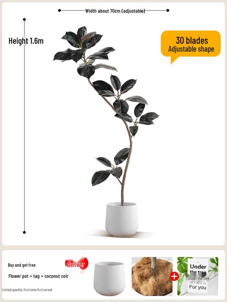 Роскошное искусственное дерево Фикус Эластика Черное Золото: Комнатное украшение и напольное украшение