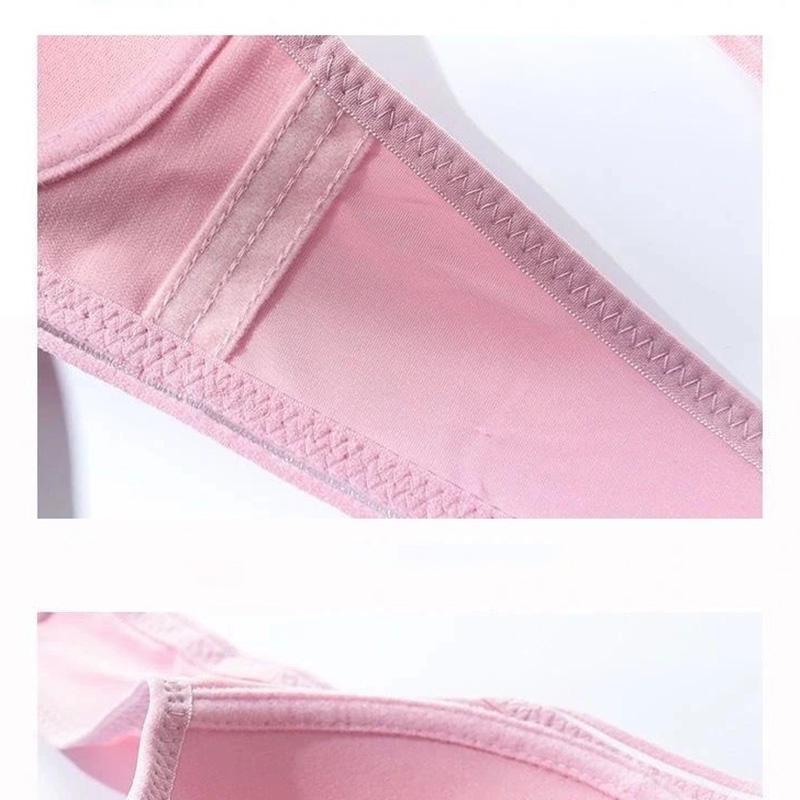 Нижнее белье с вышитым узором «Любовь», розовый сладкий женский бюстгальтер, тонкий вентиляционный беспроводной, маленькая грудь, простой повседневный стиль