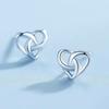 Mini Simple Tiny Metal Hollow Heart Stud Earrings for Women New Fashion Small Love Earrings Copper Color Cute Zircon Gift