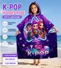 K-K-POP Детское пляжное полотенце с капюшоном, фиолетовый звездный халат-пончо для девочек