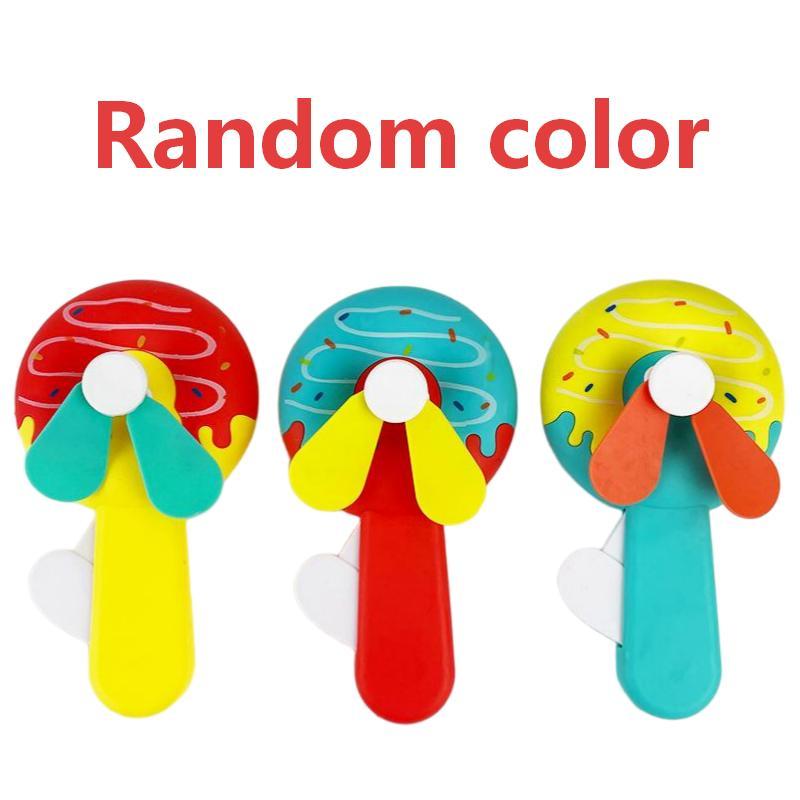 Cute Donut Manual Hand Press Fan No Battery Required Mini Cooling Toy for Kids Theme Party Giveaway Gifts