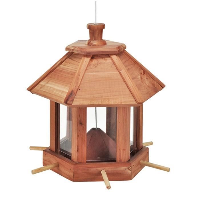 Mangeoire à oiseaux - Suspendue - Bois - Marron - Utilisation extérieure