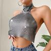 Жилет с высоким воротом, металлическая цепочка на груди с блестками, индивидуальная цепочка для тела в стиле вечеринки для ночного клуба, ожерелье, женский небольшой топ на подтяжках, специальный модный декор