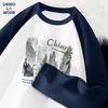Мужская хлопковая футболка с длинным рукавом и принтом color block от GENIOLAMODE