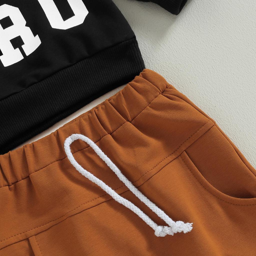 Комплект штанов для маленьких мальчиков, толстовка с длинными рукавами и круглым вырезом с принтом букв и эластичной резинкой на талии, 3 мес, 6, 12 18 мес, одежда для младенцев