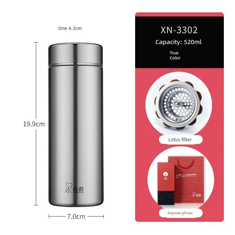 Xino Large-Capacity Thermos Cup Stainless Steel Men's Tea Cup with Engraving Gift Box Business Cup Car-Mounted Home Portable Cup