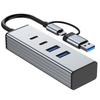 4-портовый USB 3.2 концентратор с портом USB-C, скорость передачи данных 10 Гбит/с, широкая совместимость с ноутбуками, планшетами, смартфонами и другими устройствами