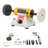 SucceBuy Bench Buffer Polisher 1/2HP 0 to 8000RPM with 4"Cloth Wheel 3"Grinding Wheel 3"Fiber Wheel for Metal Jewelry Plastic