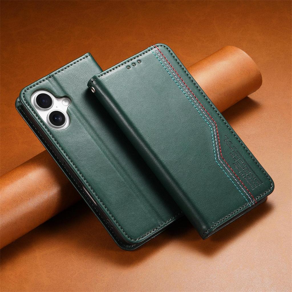 Кожаный чехол-книжка для iPhone 17 с магнитным слотом для карт