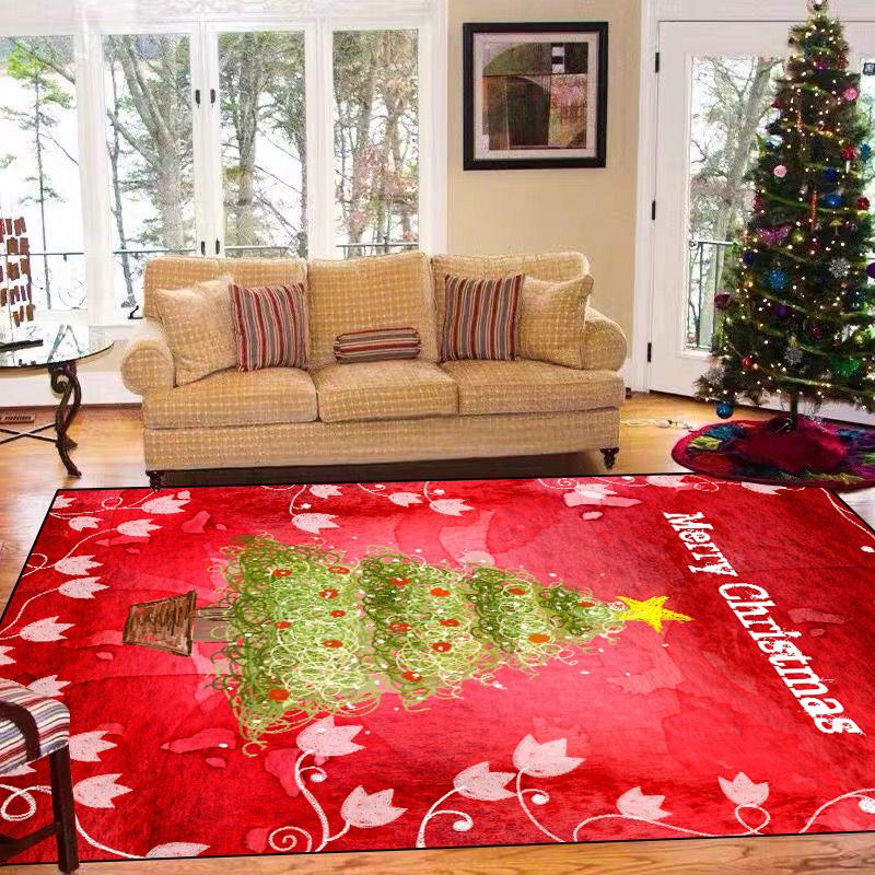 Рождественские ковры для украшения гостиной, дома, спальни, декор, ковер большой площади под диван и стол, коврики для прихожей, балкона, нескользящий придверный коврик