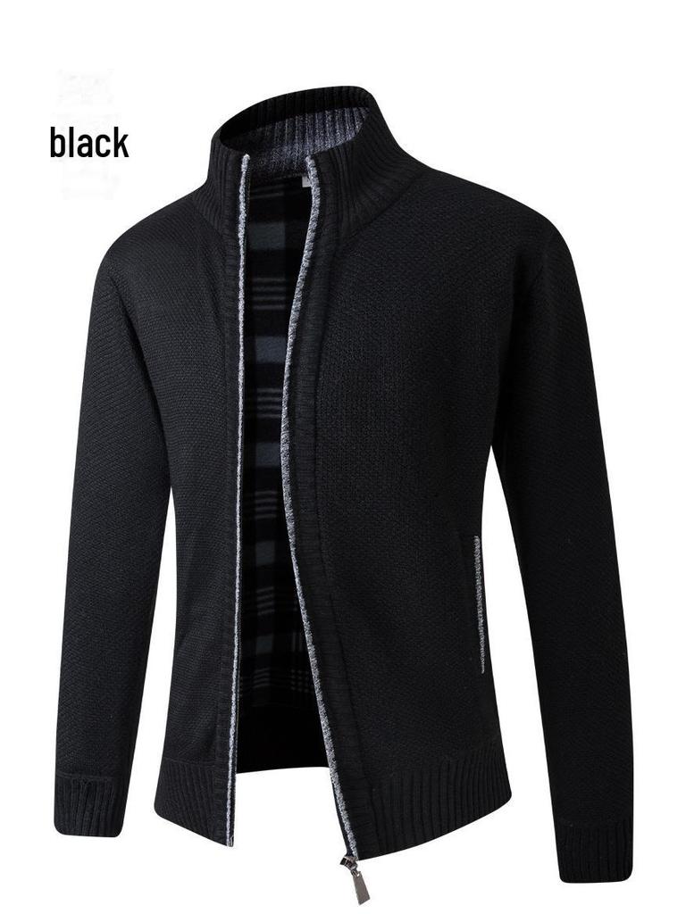 European Men's Thick Knitted Stand Collar Sweater Cardigan 2022 Edition