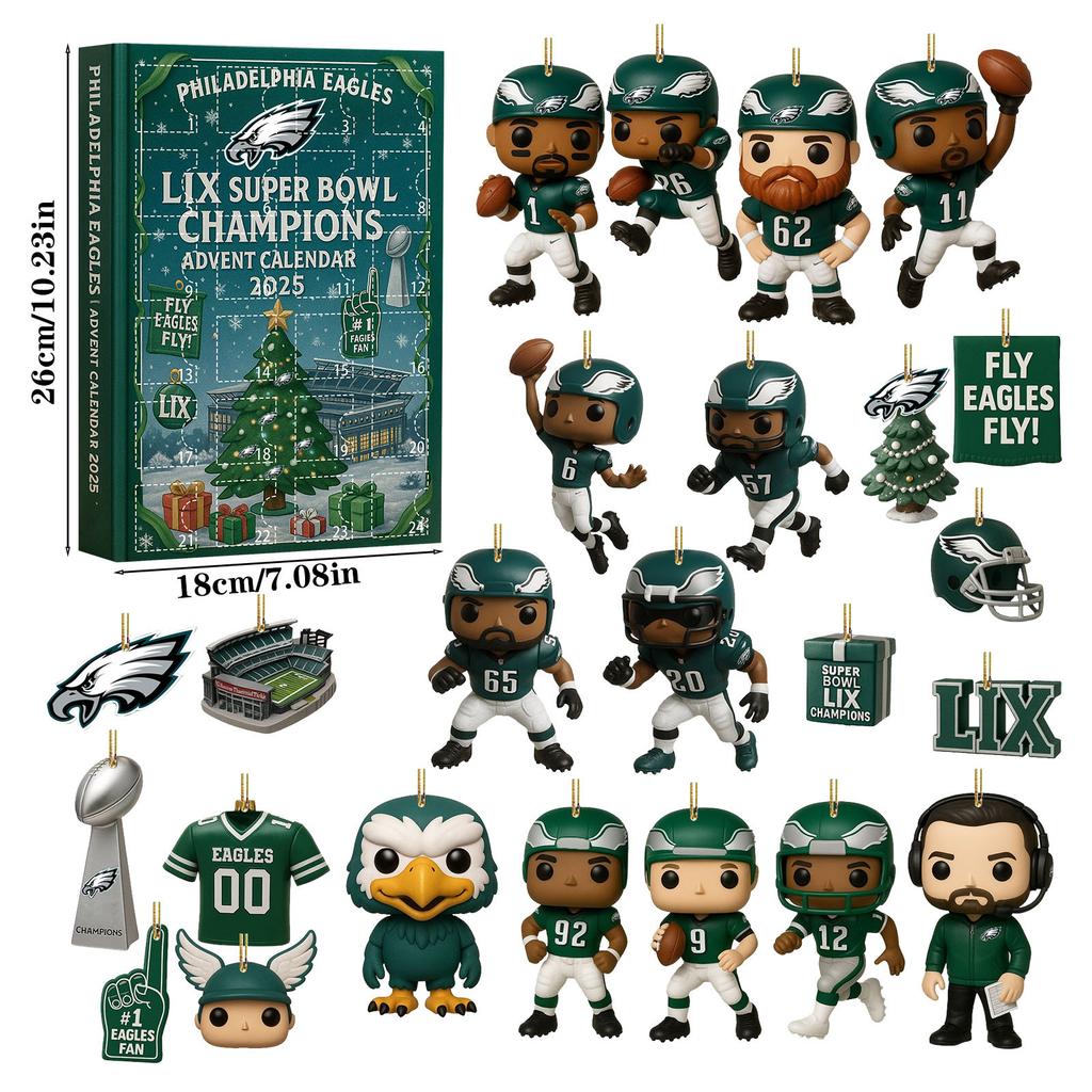 Philadelphia Eagles Christmas Coming Calendar Blind Box Super Bowl Christmas Tree Acrylic Pendant