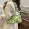 Women Small Underarm Bag Corduroy Handbag Cute Strawberry Print Little Tote Half Moon Design Mini Shoulder Bags Purse