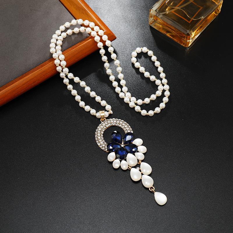 Длинное и изысканное колье, хрустальный кулон, цепочка для свитера, высококачественное и универсальное колье, простые и высококачественные аксессуары для цепочки для свитера.