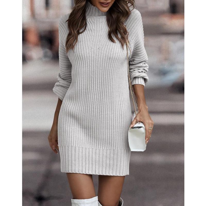 YYFS Женская мода повседневная осень-зима однотонный принт длинный рукав полуводолазка свитера