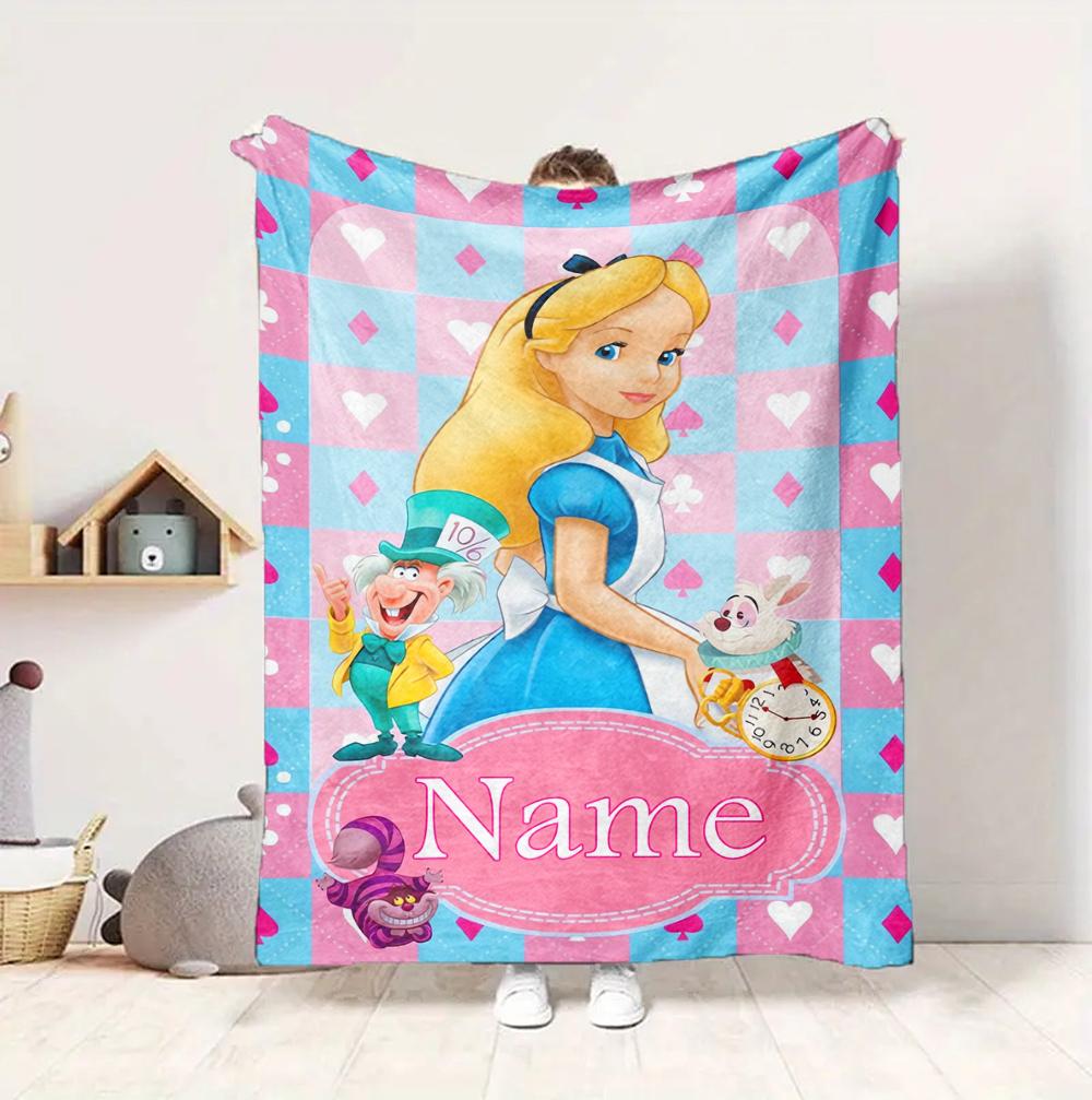 Custom Name Princesses' Garden Flannel Blanket Throw Blanket Soft Warm Sofa Bed Decor Unique Gift