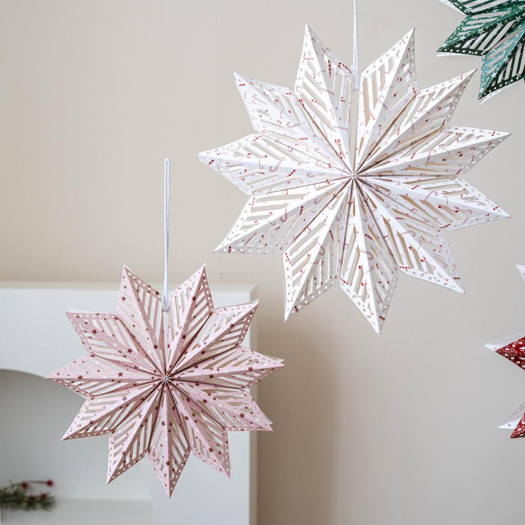 Durable Paper 3D Snowflake Ornament Waterproof Wrinkles Resistant for Christmas Tree Ceiling Window Decoration