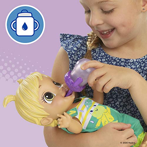 Hasbro Baby Alive Fun Shaking Baby Doll with Blonde Hair, Frog-Print Outfit, Over 25 Sound Effects Including Laughter, Dancing, Drinking, and Peeing,