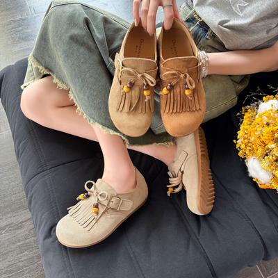 Женские осенние новые туфли-лодочки с кисточками из коровьей кожи, полностью закрытые, уродливо-милые туфли Boken, туфли Doudou