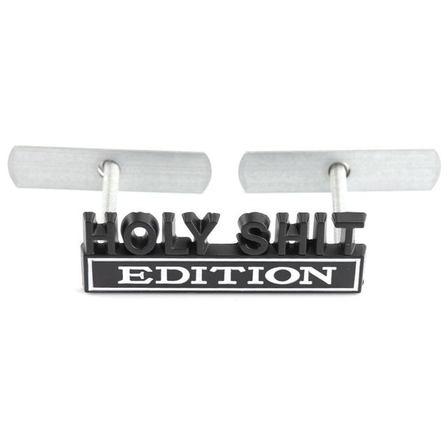 1Pc 3D Metal Holy Shit Edition Logo Car Front Grille Badge Side Fender Rear Trunk Emblem Sticker Decal