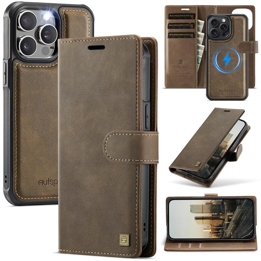 2-in-1 Magnetic Detachable Wallet Case for iPhone 13/13 Pro/13 Pro Max - PU Leather, Card Slots, MagSafe Charging, 360° Protection & Kickstand