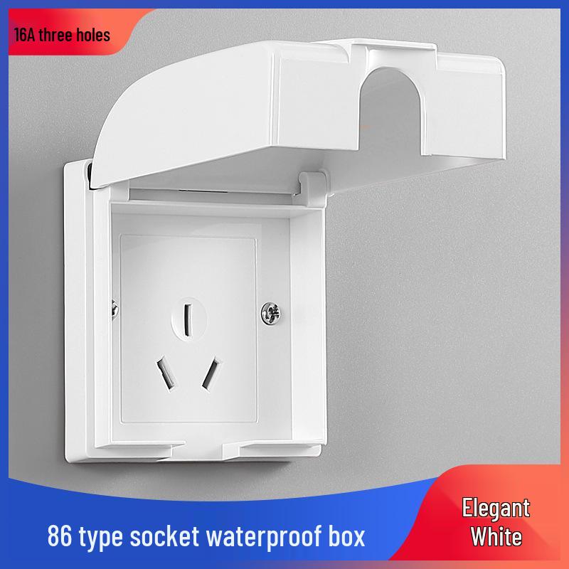 Type 86 Waterproof Socket with Integrated Switch & Splash-Proof Box for Bathroom and Outdoor Use