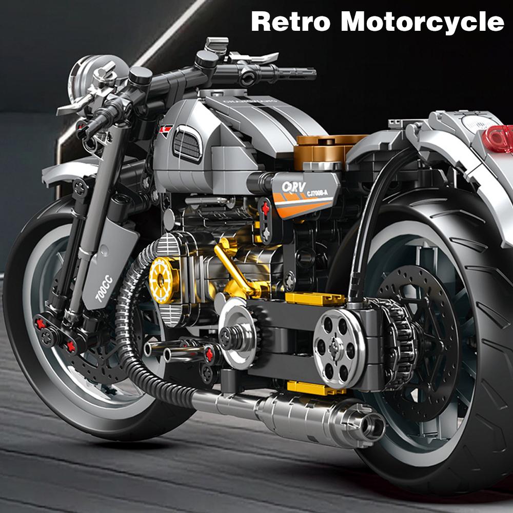 [808PCS] Vintage Motorcycle Model Building Blocks, Home & Office Decoration