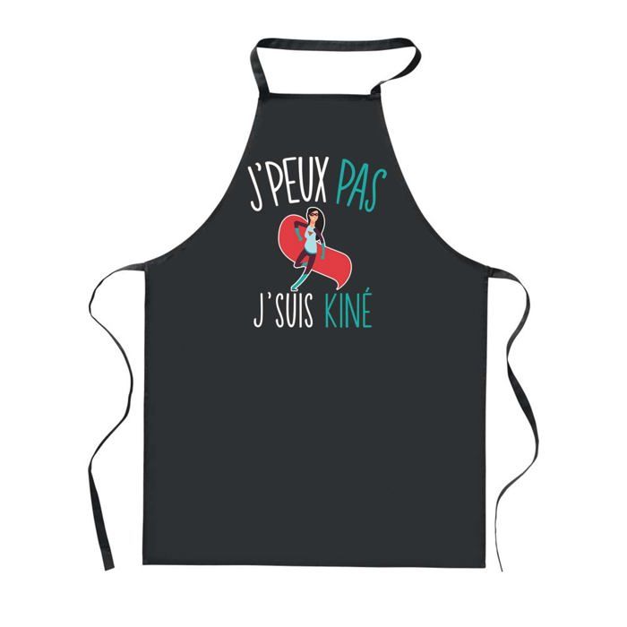 Tablier de cuisine - PLANETEE - J'peux Pas Kiné - Noir - 90x60 cm - Impression bretonne