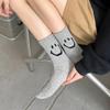 Милые носки женские модные повседневные уличные хлопковые носки средней длины для студентов в стиле колледжа, черно-белые серые носки