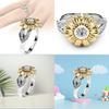 Stylish Copper Sunflower Ring With Gold Plating And Gemstone Inlay For Birthdays