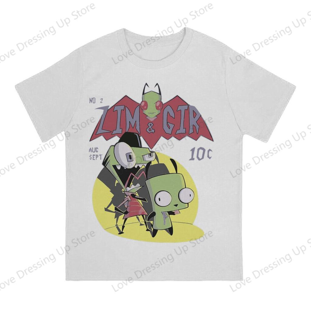 Invader Zim 100pure Cotton Summer Unisex Tshirt Zim Gir Best Friend Short Sleeve Tshirts Harajuku Tee Funny Tops
