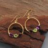 Yellow Gold Plated Amethyst Peridot Garnet Women Dangle Earring 925 Sterling Silver Fine Jewelry