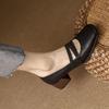 Fashion New  Spring Women Shoes Genuine Leather Mary Jane Shoes Square Toe Chunky Heel Women Shoes Retro Buckle Mid-heel Pumps