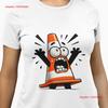 Scared Traffic Cone T Shirt Quirky Cartoon Road Work Humor Unique Top Idea for Lovers Vintage Washed Stretched Homme Stylish