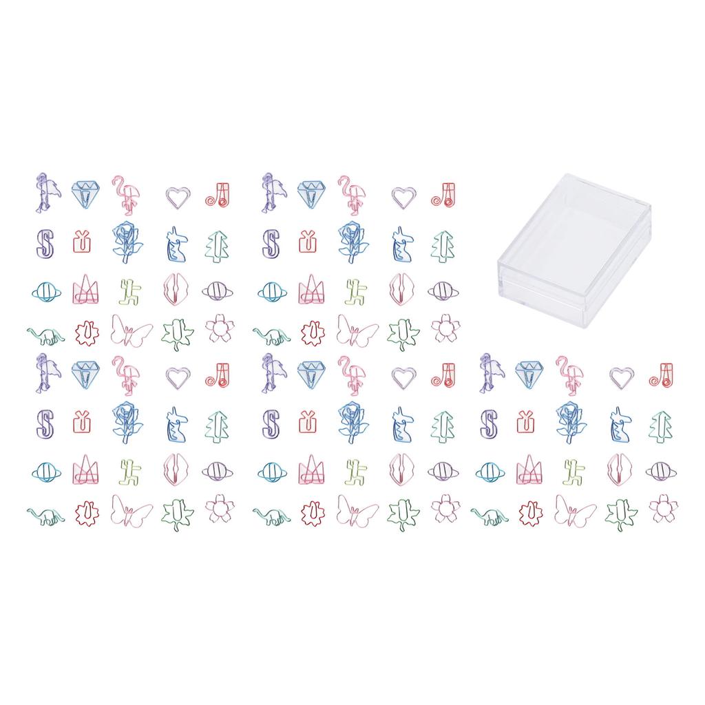100pcs Paper Clips Multipurpose Cute Exquisite Colored Plating Reusable Metal Paperclips for Office