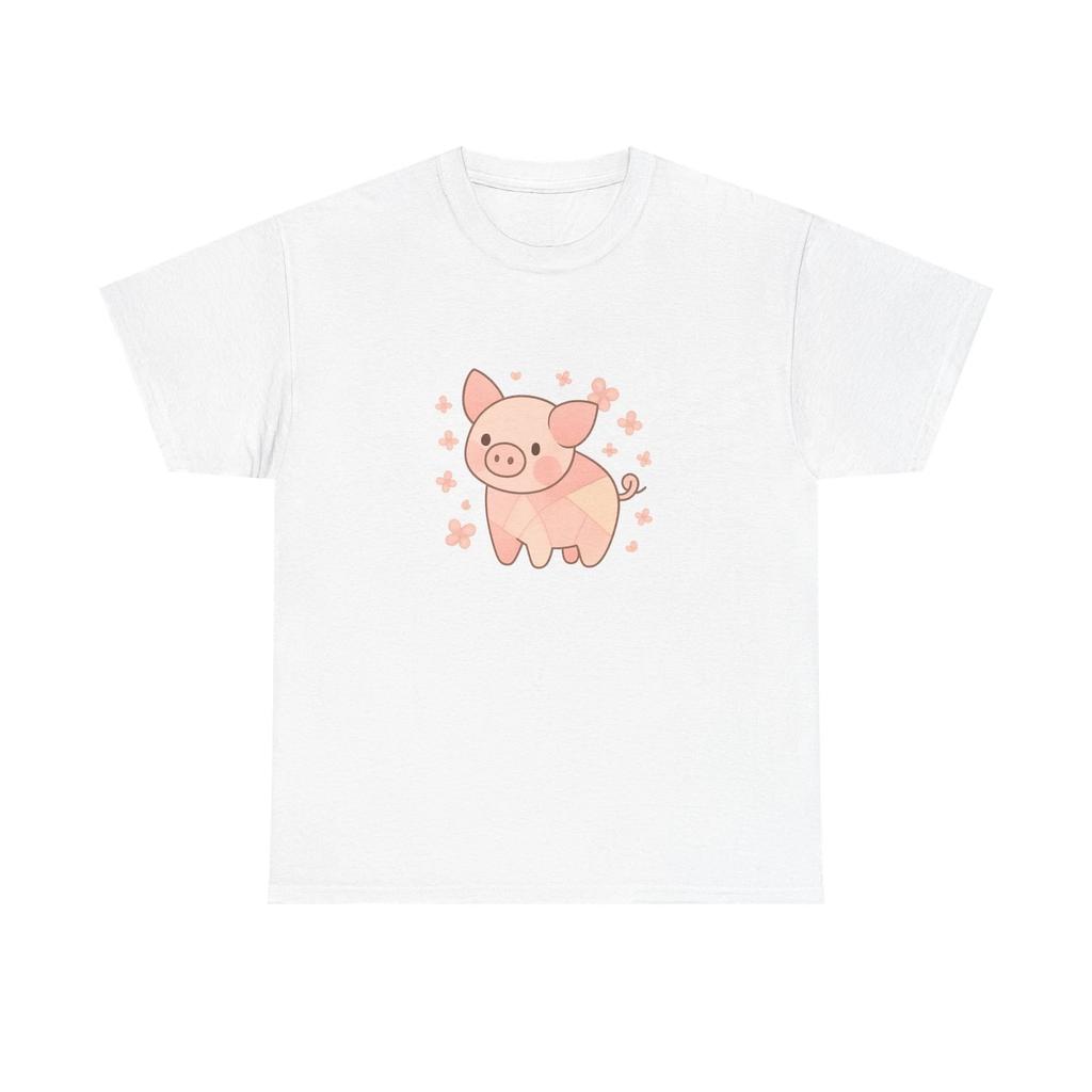 Unisex Adult T Shirt Geometric Pig Blossom Meadow Art