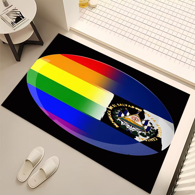 1pc flag of El Salvador Print Area Rug - Soft, Washable Non-Slip Indoor Mat, Living Room, Home Office Decorative Rug,Office Decorative